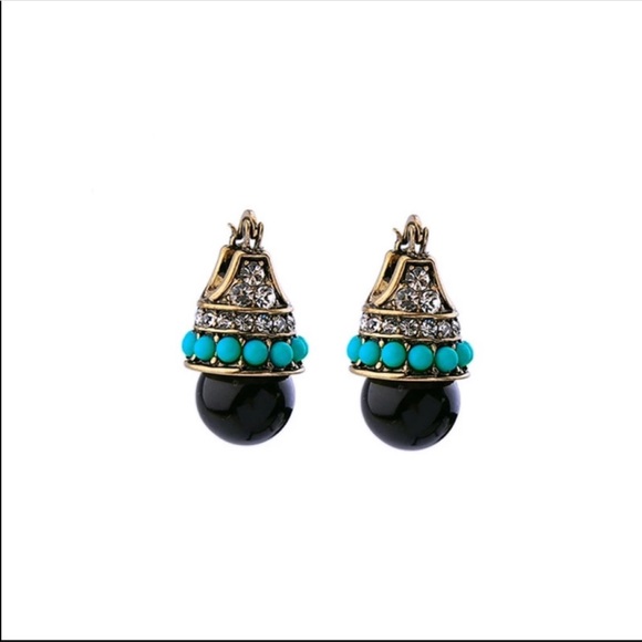 Zara Resin turquoise drop earrings - Picture 2 of 5